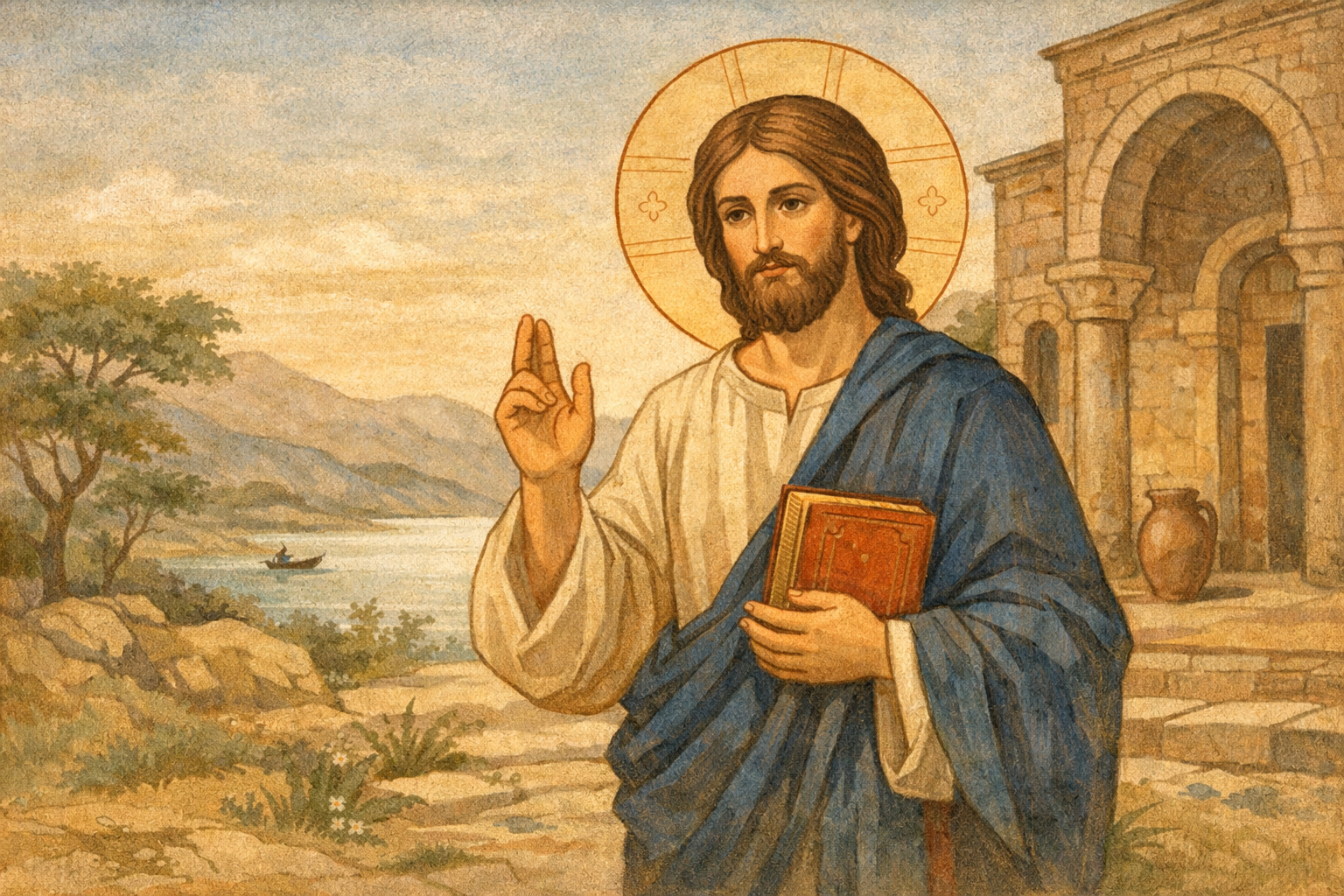 Спокойный образ Христа как центра веры и личного пути человека.